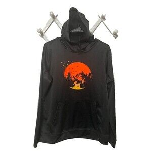 Land's End Women's XL 18-20 Black Hoodie Mountain Sunset Graphic Nature Pullover